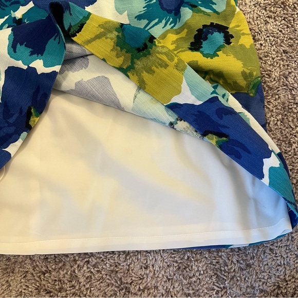 {Loft} Blue and Green Floral Sleeveless Shift Dress - Picture 7 of 10